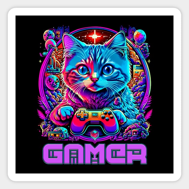 Gamer cat Magnet by MusicianCatsClub